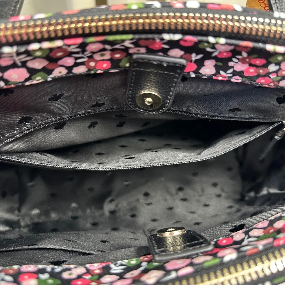 Kate Spade Tote Bag Womens Med Large Pink Floral Nylon Crossbody Adjustable
